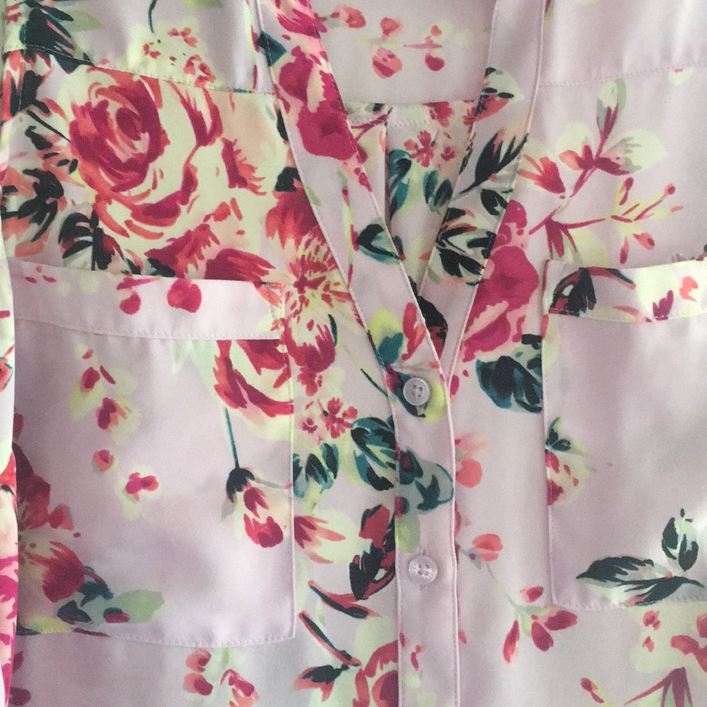 Pink Floral Sleeveless Blouse